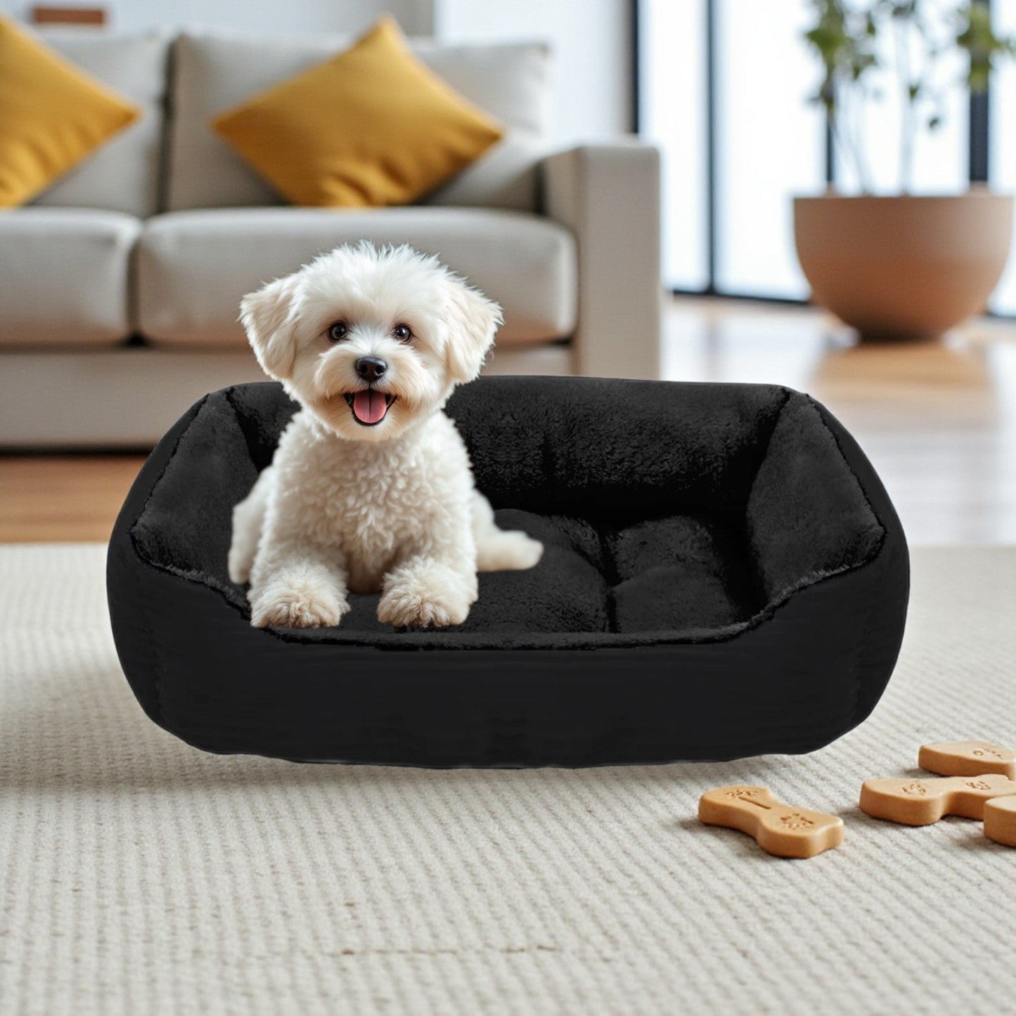 Panier Chien noir cosy velours