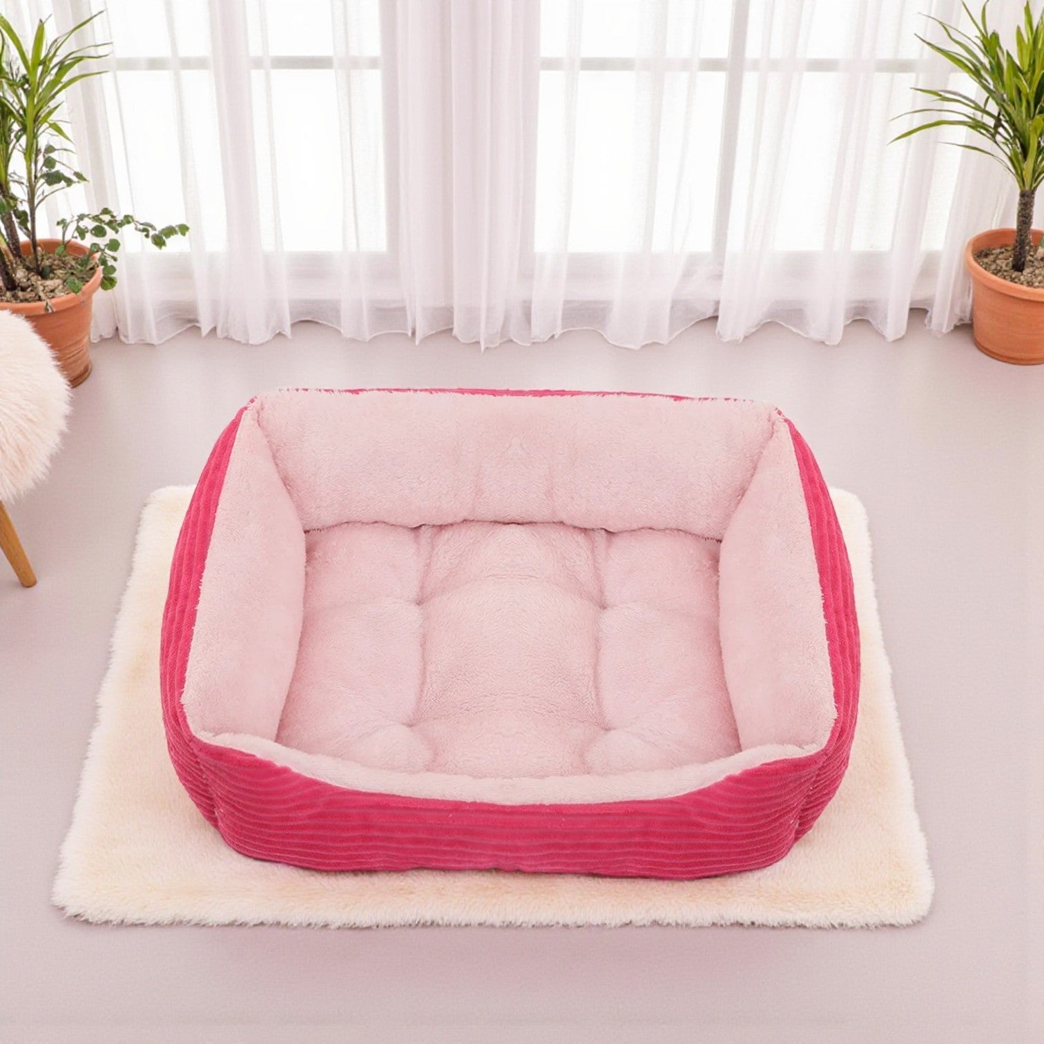panier chien rose fonce