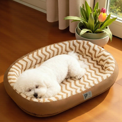 Panier chien ultra doux avec un bichon