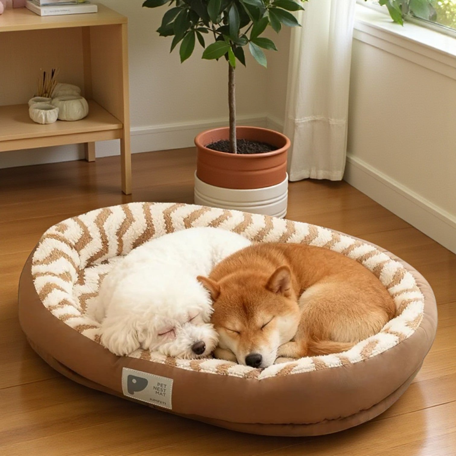 Panier chien ultra douxavec deux chiens