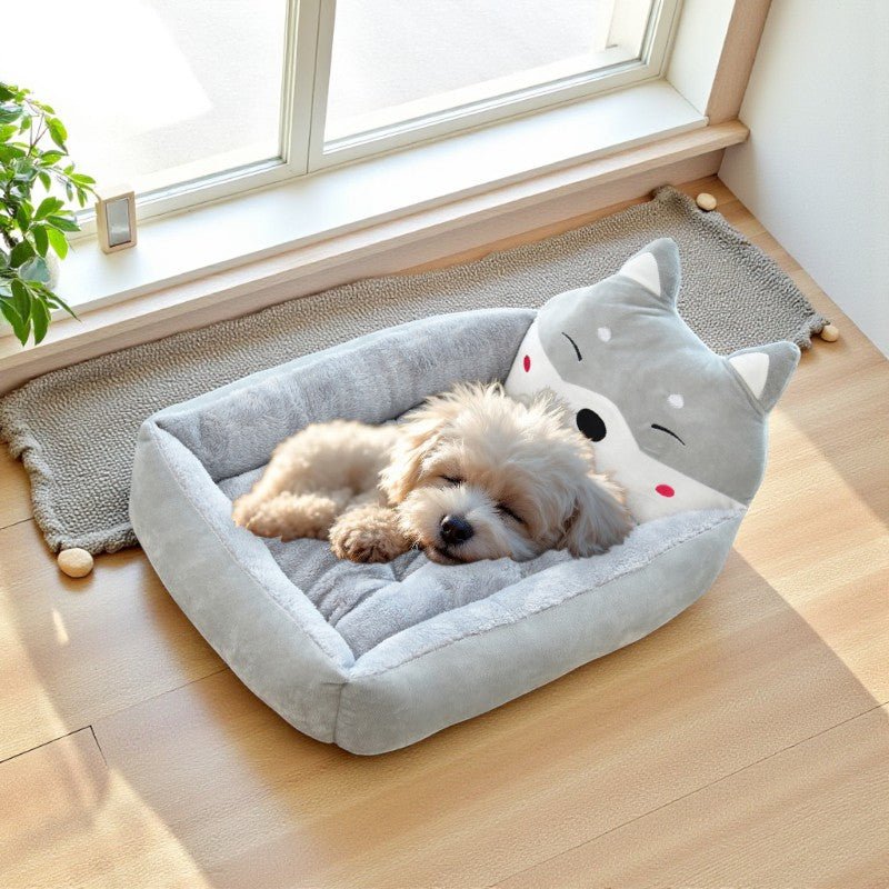 Panier Chien  ZenDoux gris avec bichon