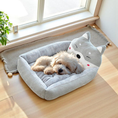 Panier Chien  ZenDoux gris avec bichon