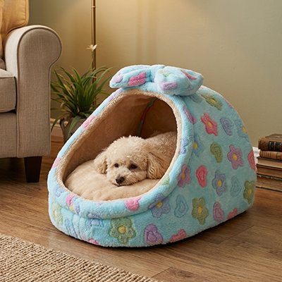 Panier pour chien igloo bleu turquoise