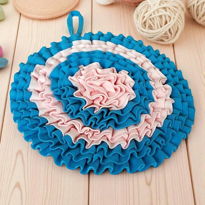 tapis de fouille chien bleu rose interieur