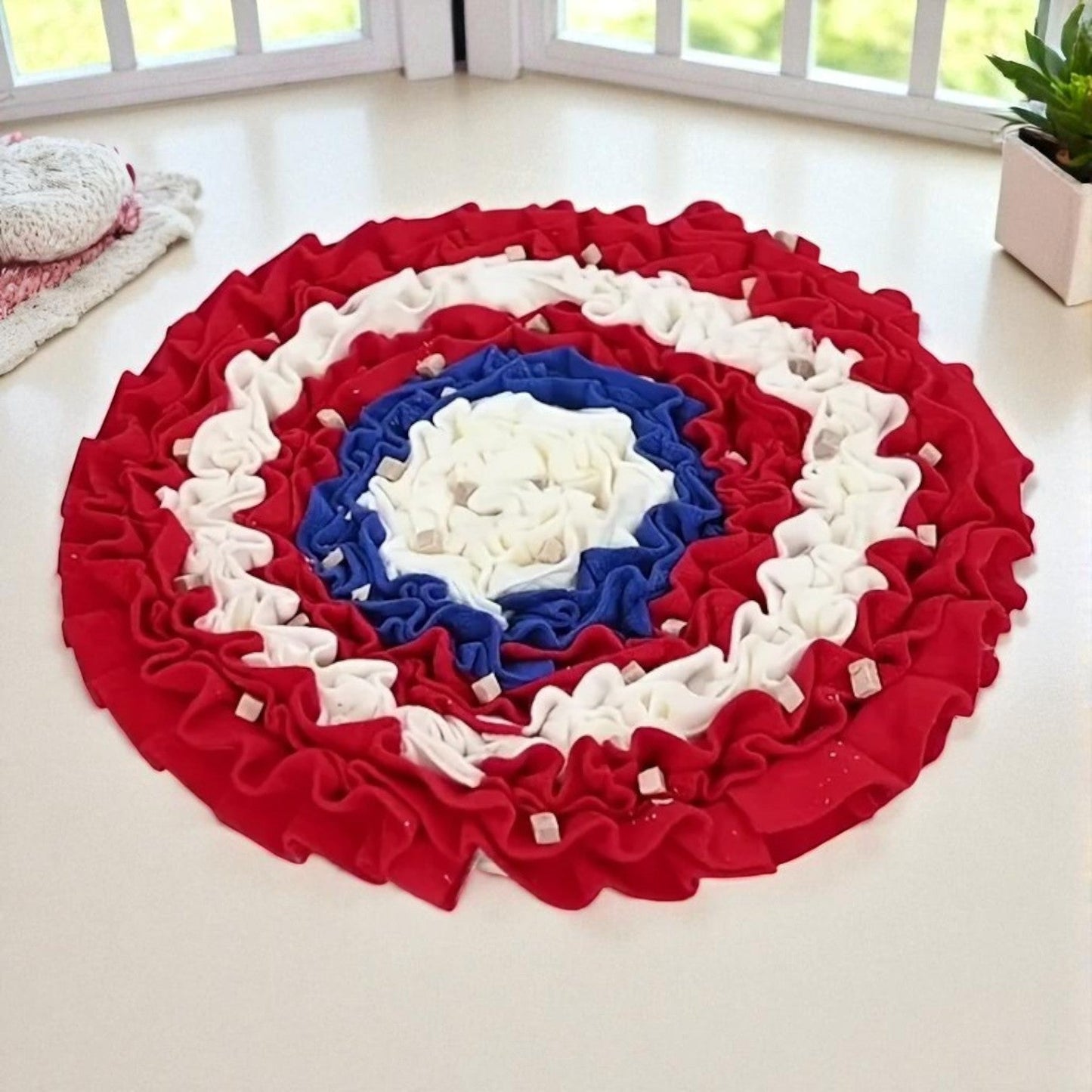 Tapis de fouille chien couleur rouge blanc bleu