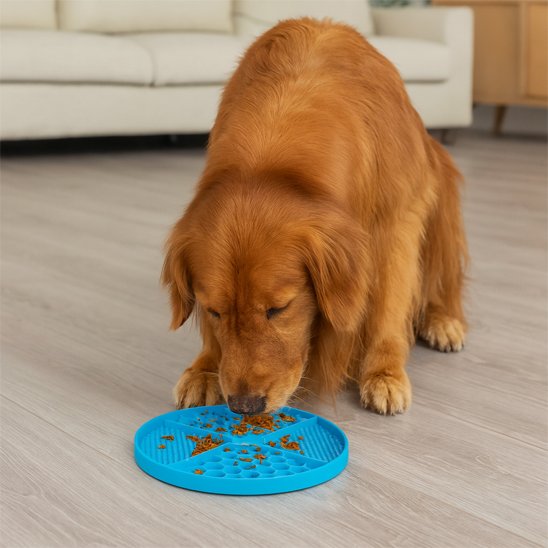 Tapis de lechage chien bleu