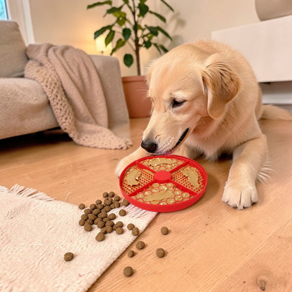 tapis de lechage chien en silicone rouge