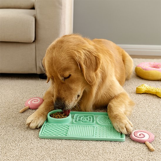 Tapis de léchage chien rectangulaire vert