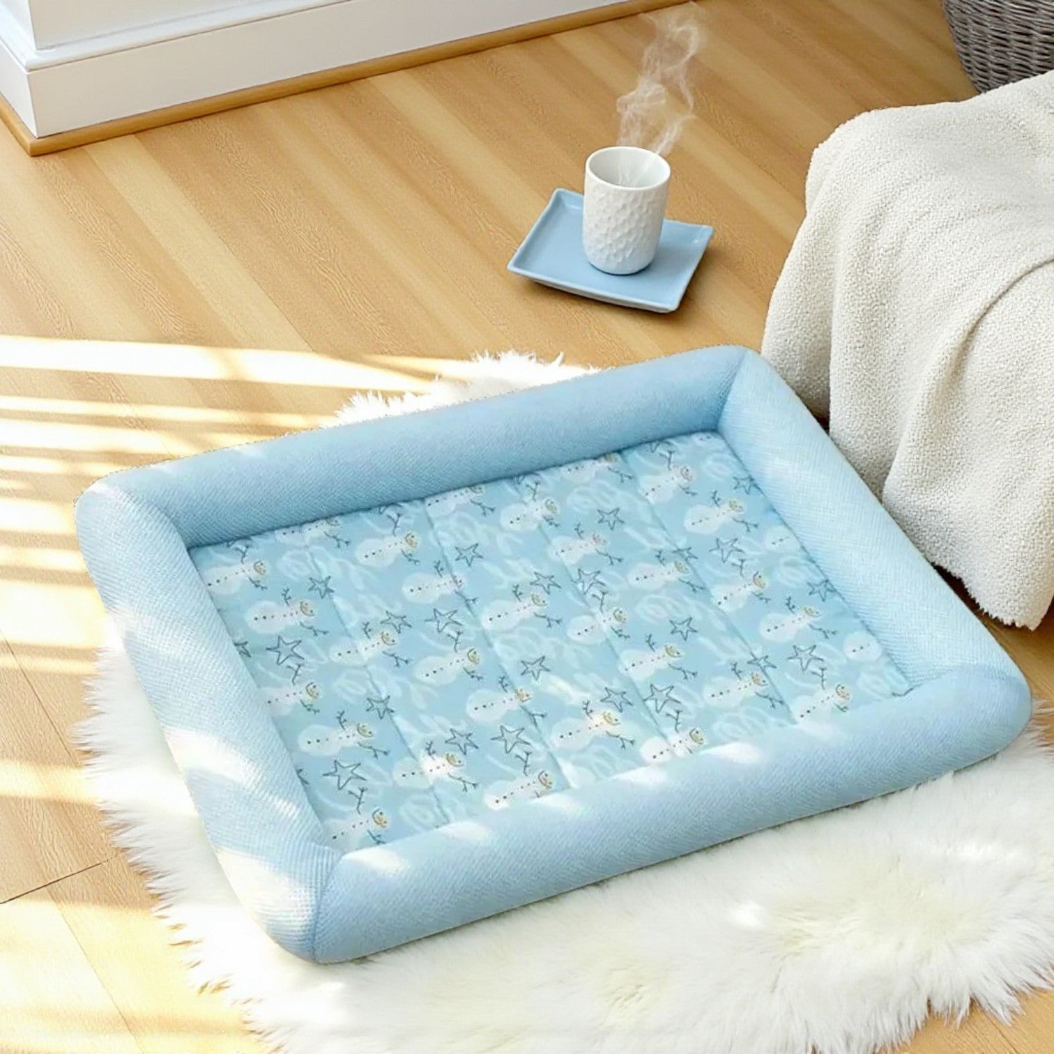 Tapis Rafraichissant Chien Bleu avec Cafe