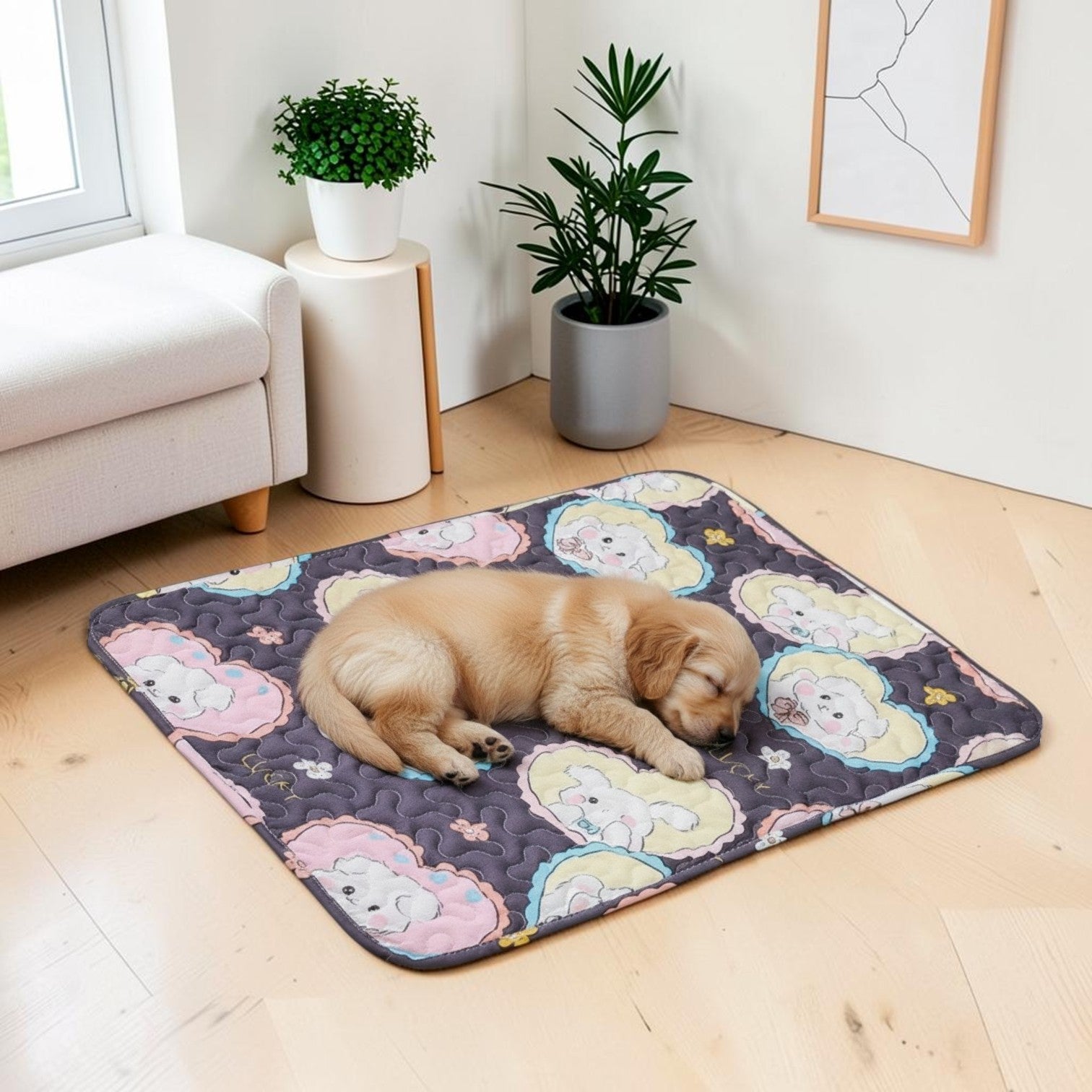 tapis rafraichissant chien sur le plancher